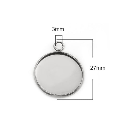 Bezel Settings, Stainless Steel, Round, Silver, 22mm - BEADED CREATIONS