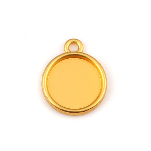 Bezel Settings, Round, Gold Plated, Alloy, 17mm - BEADED CREATIONS