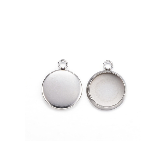 Bezel Settings, Round, Silver, Stainless Steel, 15mm - BEADED CREATIONS
