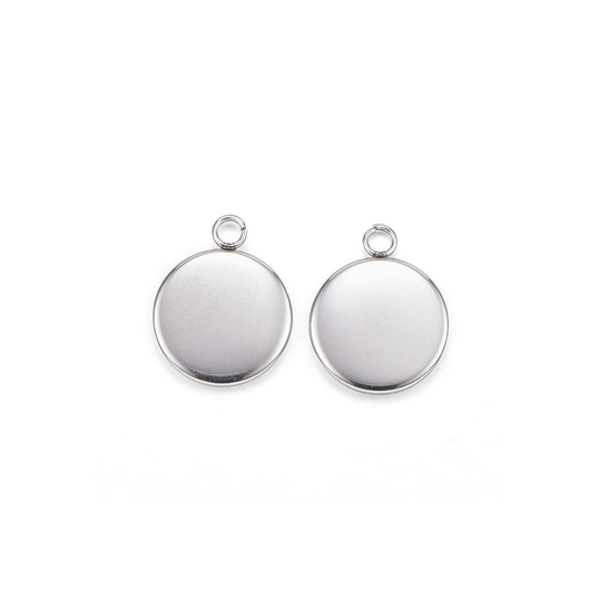 Bezel Settings, Round, Silver, Stainless Steel, 15mm - BEADED CREATIONS