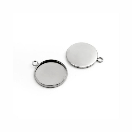 Bezel Settings, Round, Silver, Stainless Steel, 20mm - BEADED CREATIONS