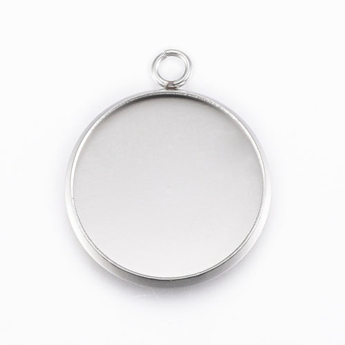 Bezel Settings, Round, Silver, Stainless Steel, 20mm - BEADED CREATIONS