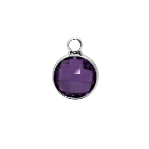 Birthstone Charms, February, Amethyst, Silver, Alloy, 8.6mm - BEADED CREATIONS