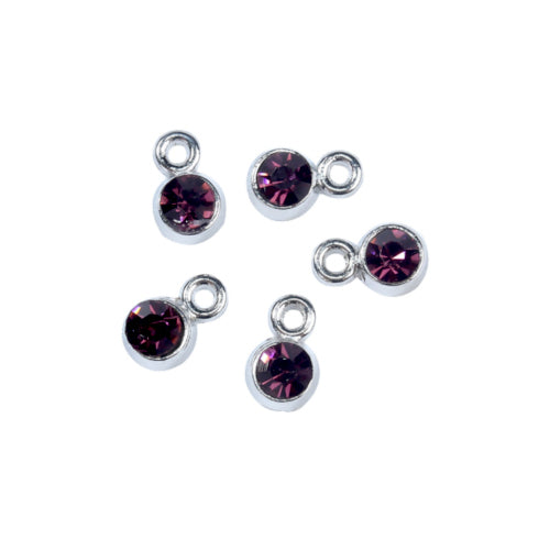 Birthstone Charms, February, Amethyst, Silver, Alloy, 9mm - BEADED CREATIONS