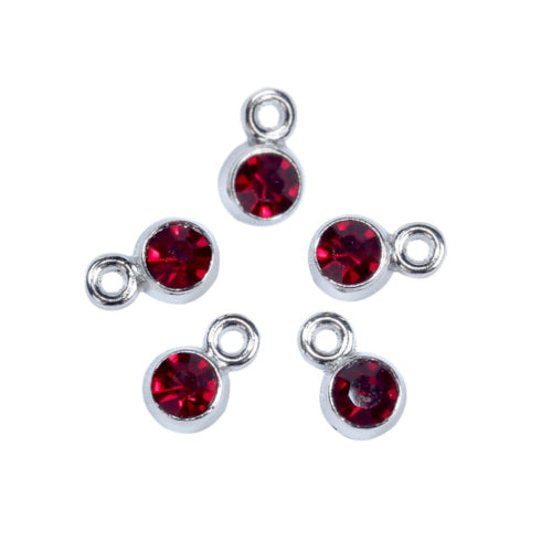 Birthstone Charms, January, Garnet, Silver, Alloy, 9mm - BEADED CREATIONS