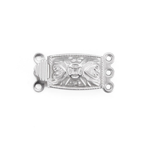 Box Clasps, 3-Strand Tab, Stainless Steel, Silver, 21mm - BEADED  CREATIONS