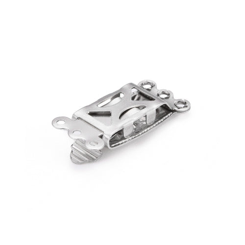 Box Clasps, 3-Strand Tab, Stainless Steel, Silver, 21mm - BEADED  CREATIONS