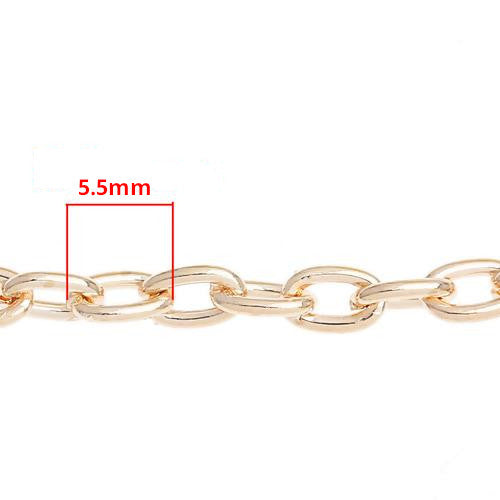 Cable Chain, Brass, Oval, Open Link, Rose Gold, 5.5x3.5mm - BEADED CREATIONS