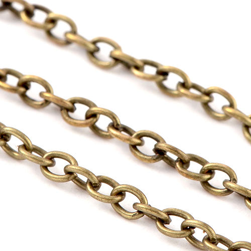 Cable Chain, Iron, Oval, Open Link, Antique Bronze, 4x3mm - BEADED CREATIONS