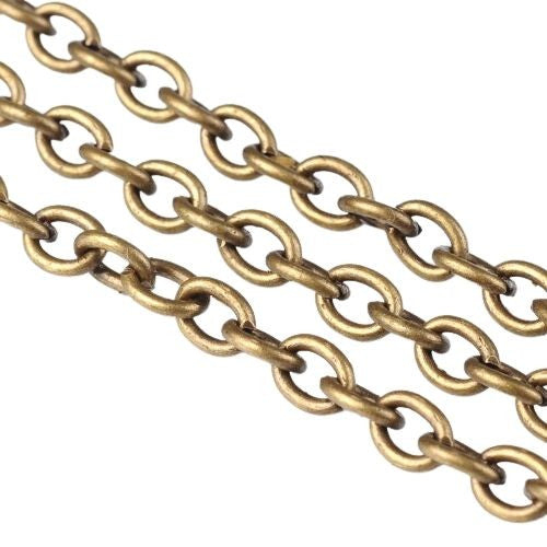 Cable Chain, Iron, Oval, Open Link, Antique Bronze, 6.2x4.5mm - BEADED CREATIONS