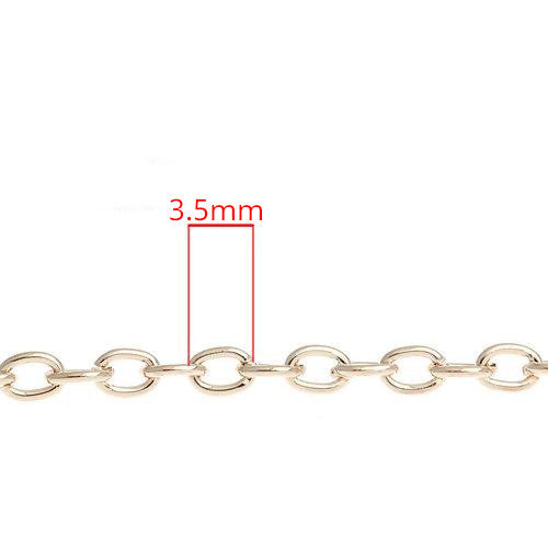 Cable Chain, Iron, Oval, Open Link, Rose Gold, 3.5x3mm - BEADED CREATIONS