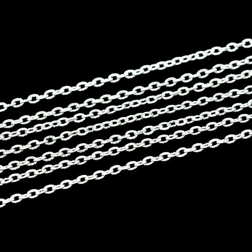 Cable Chain, Iron, Oval, Textured, Open Link, Silver Plated, 3x2mm - BEADED CREATIONS