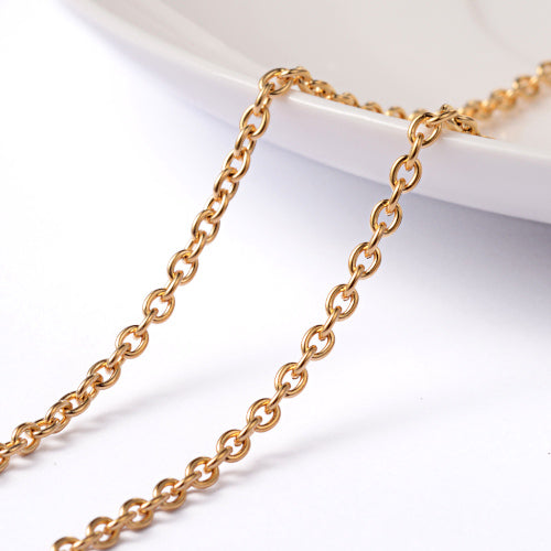 Cable Chain, Stainless Steel, Oval, Open Link, Ion Plated, Golden, 3x2.4mm - BEADED CREATIONS