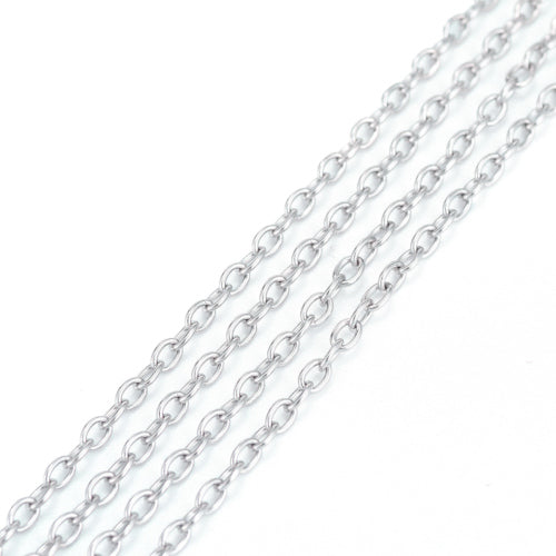 Cable Chain, Stainless Steel, Oval, Open Link, Silver, 3x2mm - BEADED CREATIONS