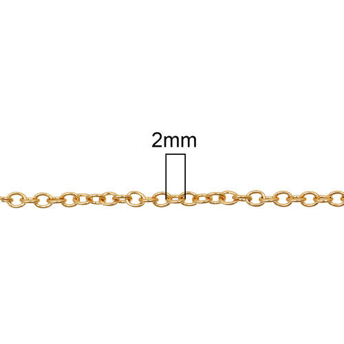 Cable Chain, Stainless Steel, Oval, Soldered, Golden, 2x1.5mm - BEADED CREATIONS