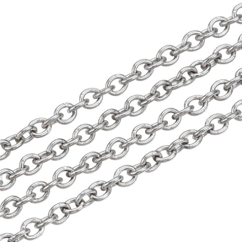 Cable Chain, Stainless Steel, Oval, Soldered, Silver, 2.5x2mm - BEADED CREATIONS