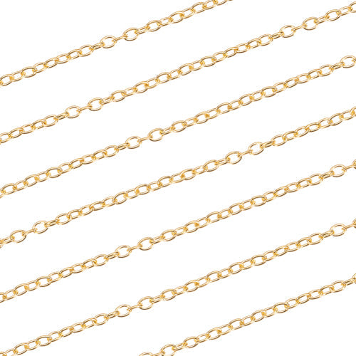 Cable Chain, Iron, Open Link, Oval, Gold Plated, 3x4mm - BEADED CREATIONS