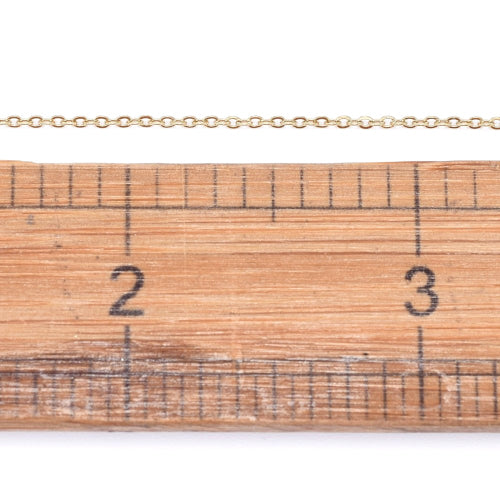 Cable Chain, Stainless Steel, Flat, Oval, Soldered, (IP), 18K Gold Plated, 1.6x1.3mm - BEADED CREATIONS