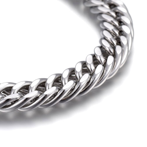 Chain Bracelets, Cuban Link Chain, For Men, Stainless Steel, Silver, 23cm - BEADED CREATIONS