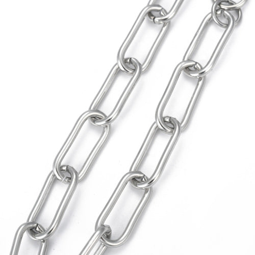 Chain Bracelets, Paperclip Chain, With Toggle, Stainless Steel, Silver, 22cm - BEADED CREATIONS