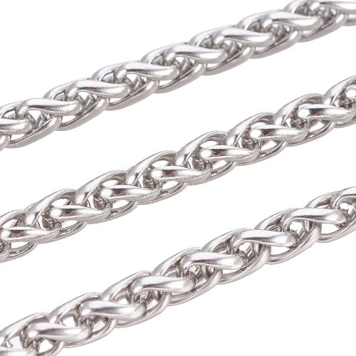 Chain Bracelets, Wheat Chain, Stainless Steel, Silver, 22cm - BEADED CREATIONS