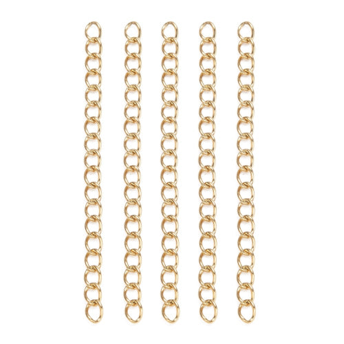 Chain Extenders, 304 Stainless Steel, With Soldered Twisted Curb Chain, Golden, 47-53x3mm - BEADED CREATIONS