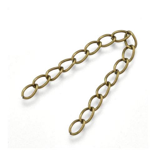 Chain Extenders, Alloy, Curb Chain, Antique Bronze, 7cm - BEADED CREATIONS