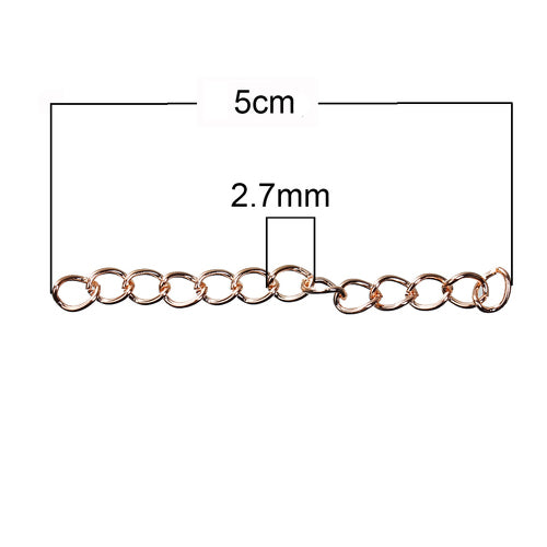 Chain Extenders, Alloy, Curb Chain, Rose Gold, 5cm - BEADED CREATIONS