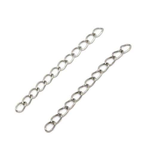 Chain Extenders, Alloy, Curb Chain, Silver, 5cm - BEADED CREATIONS