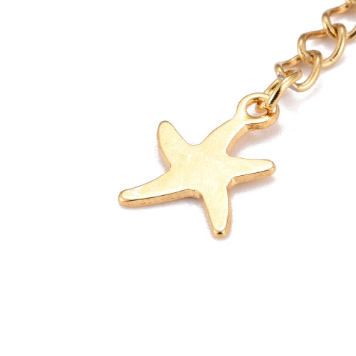 Chain Extenders, Stainless Steel, Curb Chain, With Starfish, Golden, 60mm - BEADED CREATIONS