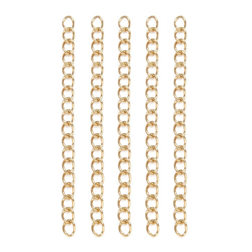 Chain Extenders, Stainless Steel, Twisted Curb Chain, Golden, 47-53mm - BEADED CREATIONS