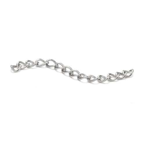 Chain Extenders, Stainless Steel, Twisted Curb Chain, Silver, 40mm - BEADED CREATIONS