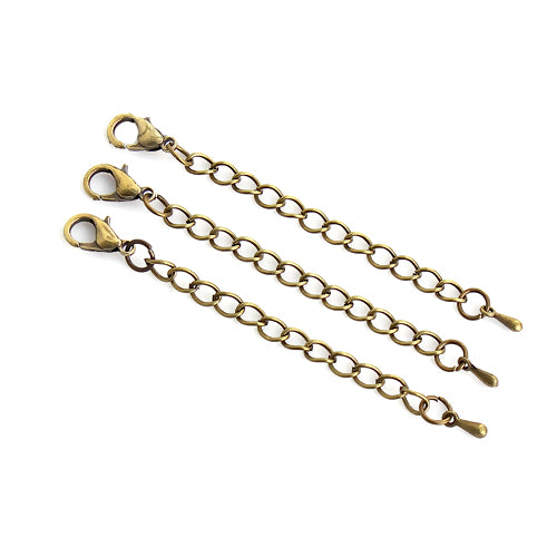 Chain Extenders, With Teardrop And Lobster Clasp, Antique Bronze, Alloy, 7.5cm - BEADED CREATIONS