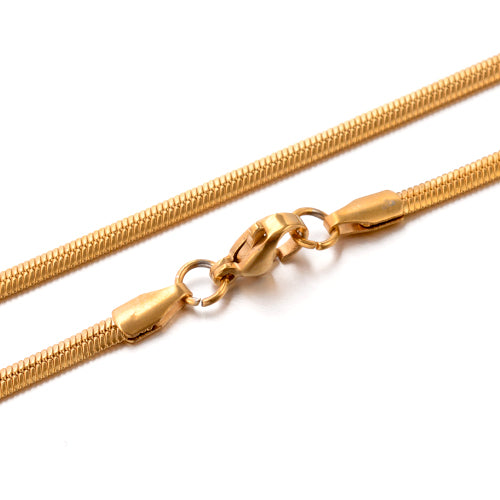 Chain Necklace, 304 Stainless Steel, Herringbone Chain Necklace, With Lobster Claw Clasp, Golden, 45cm - BEADED CREATIONS