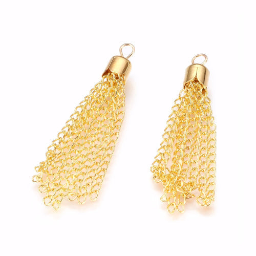 Chain Tassels, Iron, Golden, 52mm - BEADED CREATIONS