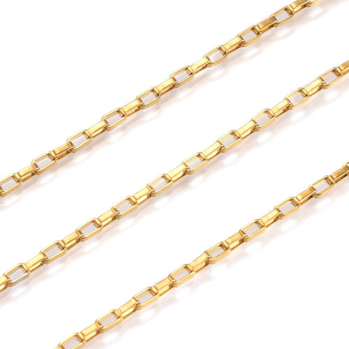 Chain, 304 Stainless Steel, Open Link, Venetian Chain, Box Chain, Rectangle, Golden, 4x2mm - BEADED CREATIONS