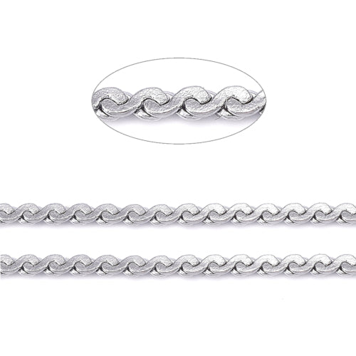 Chain, 304 Stainless Steel, Serpentine Chain, Soldered, Silver Tone, 0.8x0.3mm - BEADED CREATIONS
