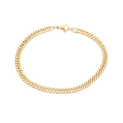 Chain Bracelets, Curb Chain, Stainless Steel, (IP), Gold, 21.3cm - BEADED CREATIONS