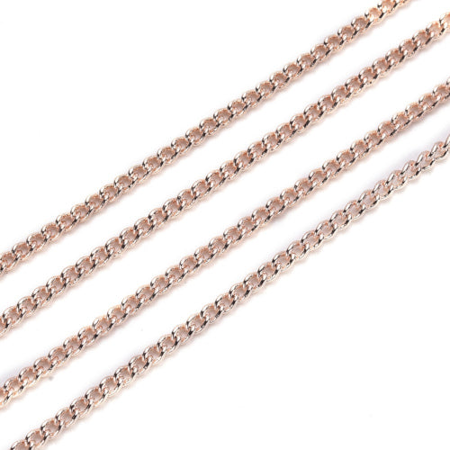 Chain, Brass, Curb Chain, Soldered, Rose Gold, Plated, 2x1.5mm - BEADED CREATIONS