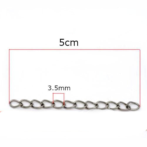 Chain Extenders, Alloy, Curb Chain, Silver, 50mm - BEADED CREATIONS