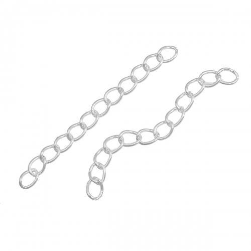 Chain Extenders, Alloy, Curb Chain, Silver Plated, 50mm - BEADED CREATIONS