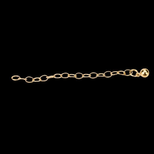 Chain Extenders, Alloy, Curb Chain, With Ball, Gold Plated, 75mm - BEADED CREATIONS