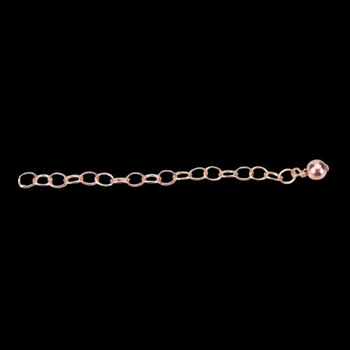 Chain Extenders, Alloy, Curb Chain, With Ball, Rose Gold, 75mm - BEADED CREATIONS