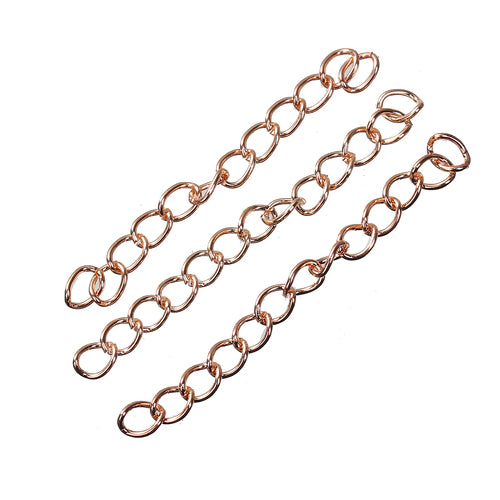 Chain Extenders, Curb Chain, Rose Gold, Iron, 50mm - BEADED CREATIONS