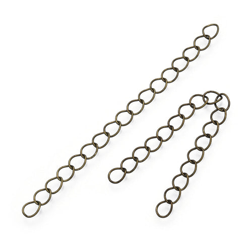 Chain Extenders, Iron, Curb Chain, Antique Bronze, 50mm- BEADED CREATIONS