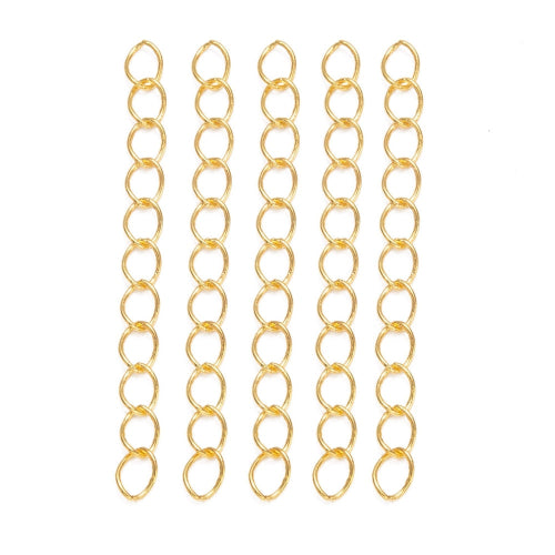 Chain Extenders, Iron, Curb Chain, Gold Plated, 50mm - BEADED CREATIONS