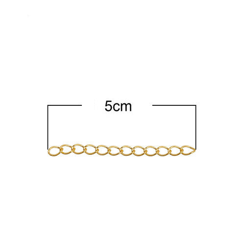 Chain Extenders, Iron, Curb Chain, Gold Plated, 50mm - BEADED CREATIONS