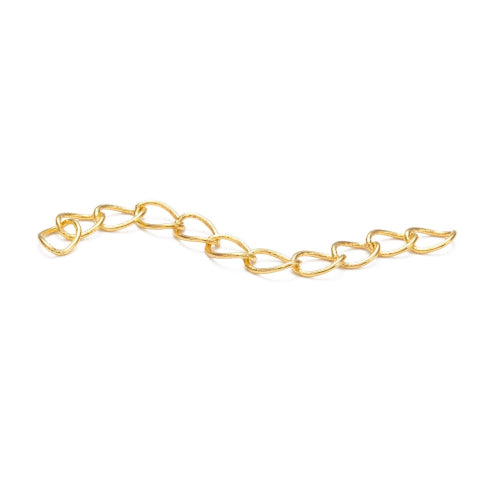 Chain Extenders, Iron, Curb Chain, Gold Plated, 50mm - BEADED CREATIONS