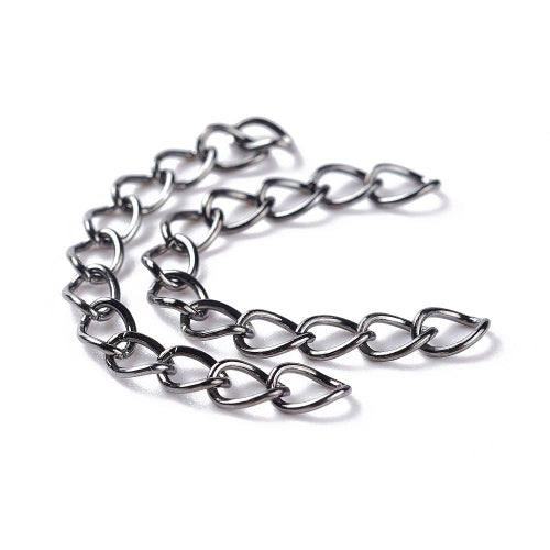 Chain Extenders, Iron, Curb Chain, Gunmetal Black, 50mm - BEADED CREATIONS