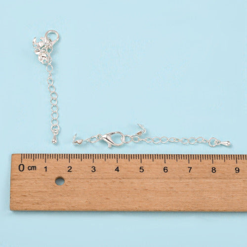 Chain Extenders, With Drop, Clasp And Bead Tips, Silver Plated, 70mm - BEADED CREATIONS
